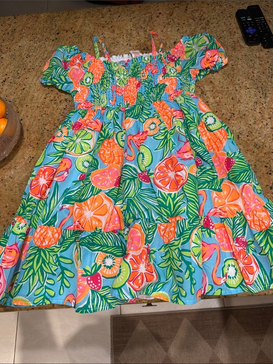 C&C California Other - C&C California Girls Tropical Off-Shoulder Dress - Blue, Orange & Green